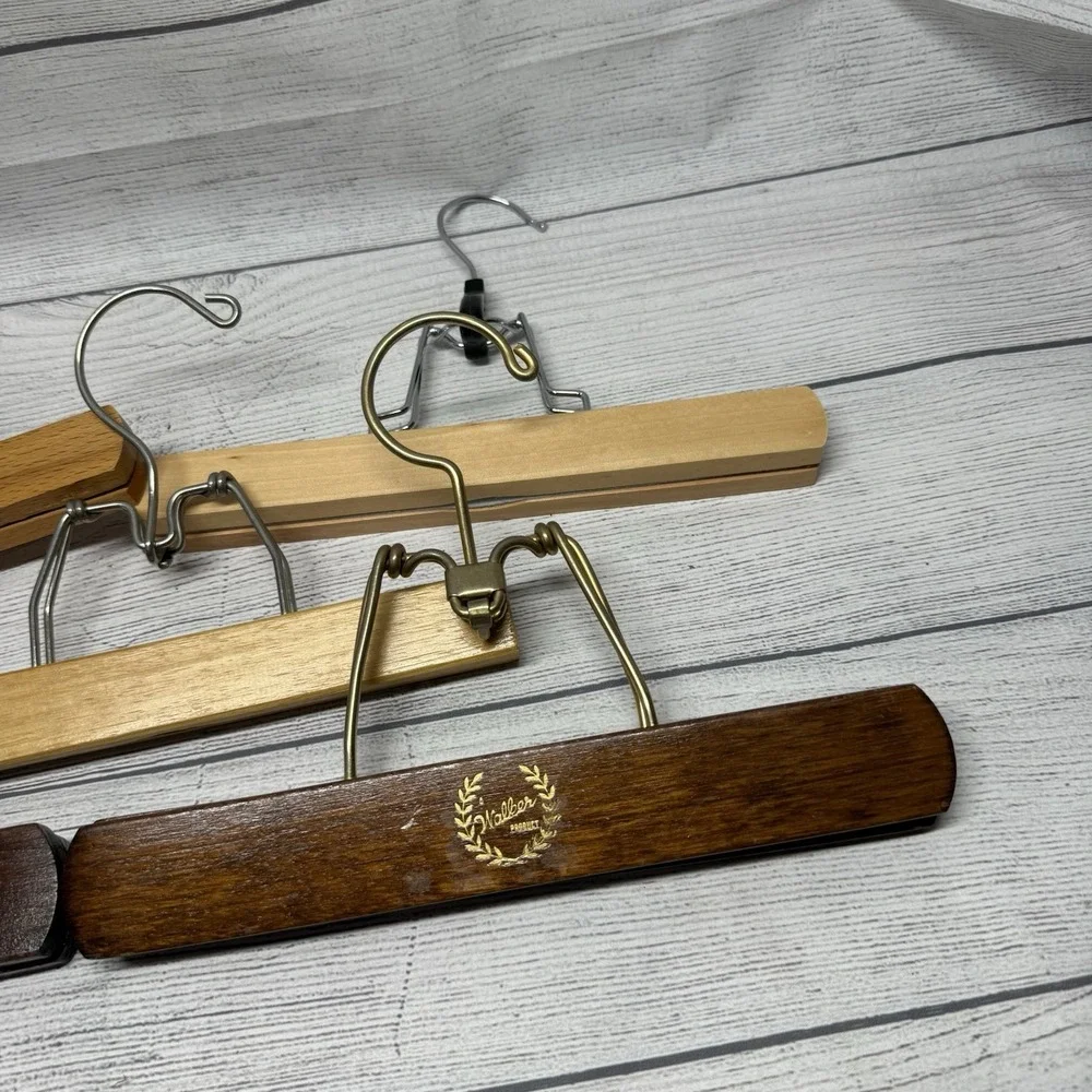 Lot Of 5 Wooden Pants Hangers - Including Walker